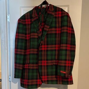 Men's Red and Green Plaid Blazer